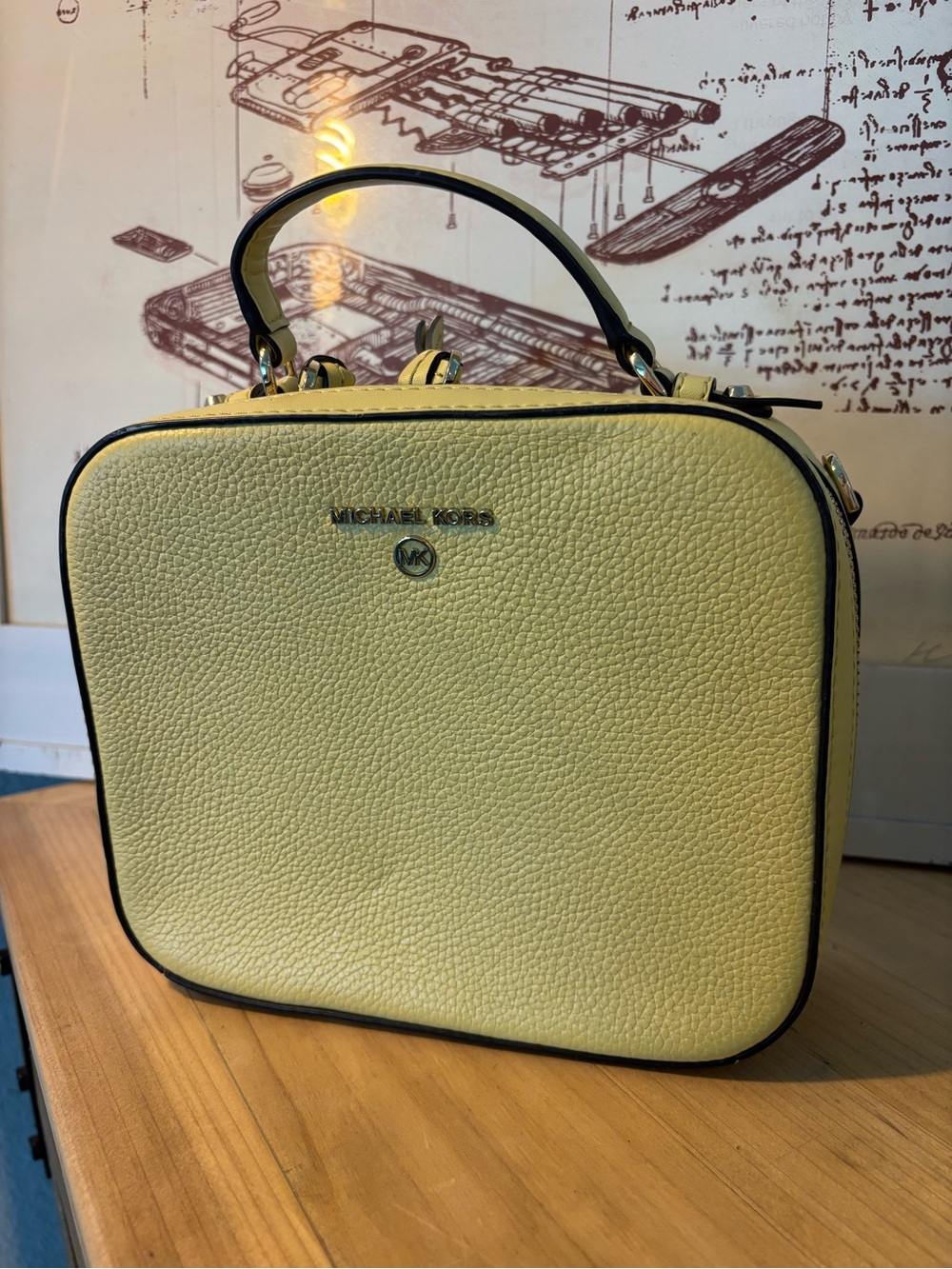 Michael Kors Yellow Pebbled Leather Mini Top-Handle Satchel (Missing Strap)